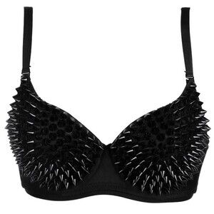 Black Steampunk Spike Studs Cup B Underwire Party Club Bra Goth Removable Strap
